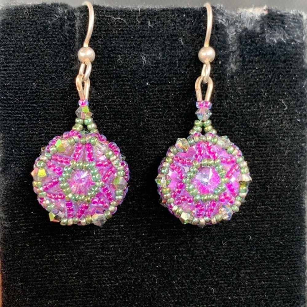 Navajo Handcrafted Silver Beaded Basket Earrings Native American Jewelry